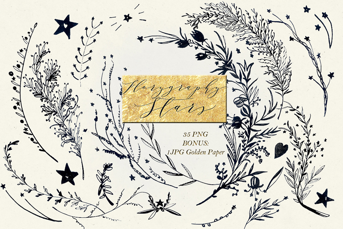 Florygraphy STARS. Ink clipart, a Texture Illustration by LABFcreations (Photo 3 of 4)