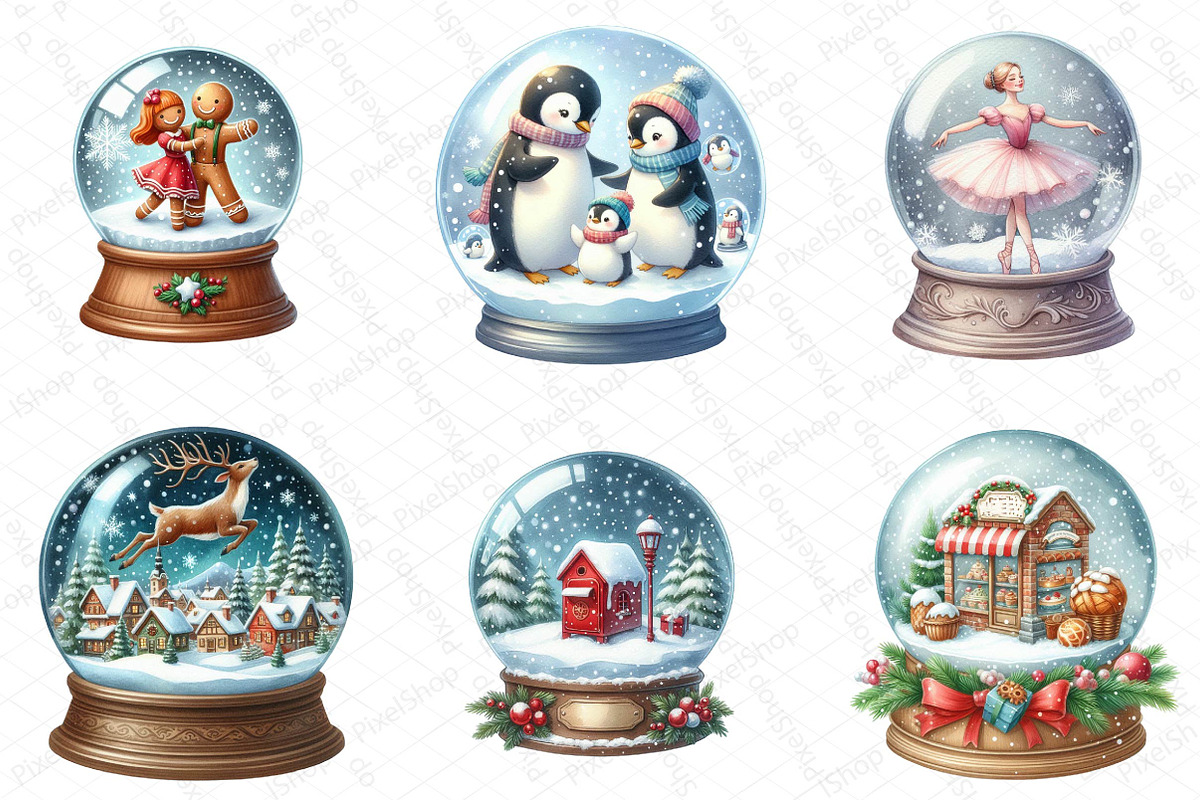 Christmas Snow Globe Clipart, an Illustration by DreamPrint404 (Photo 3 of 4)