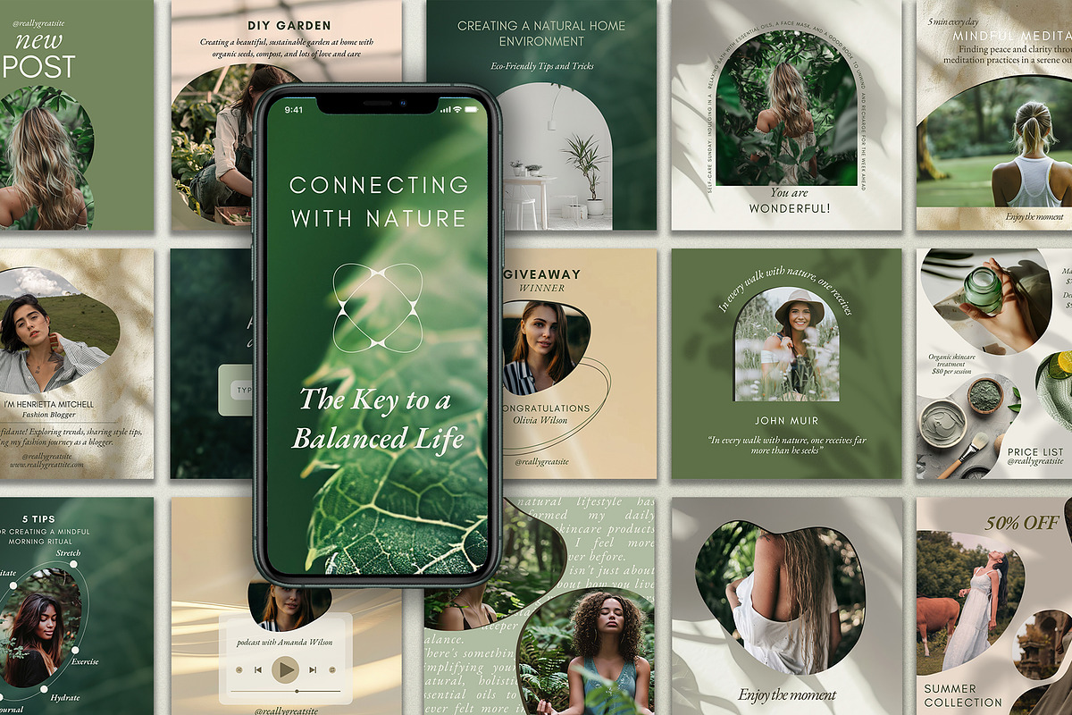 Natural Harmony Social Kit Templates, a Social Media Template by Elena Dorosh (Photo 7 of 13)