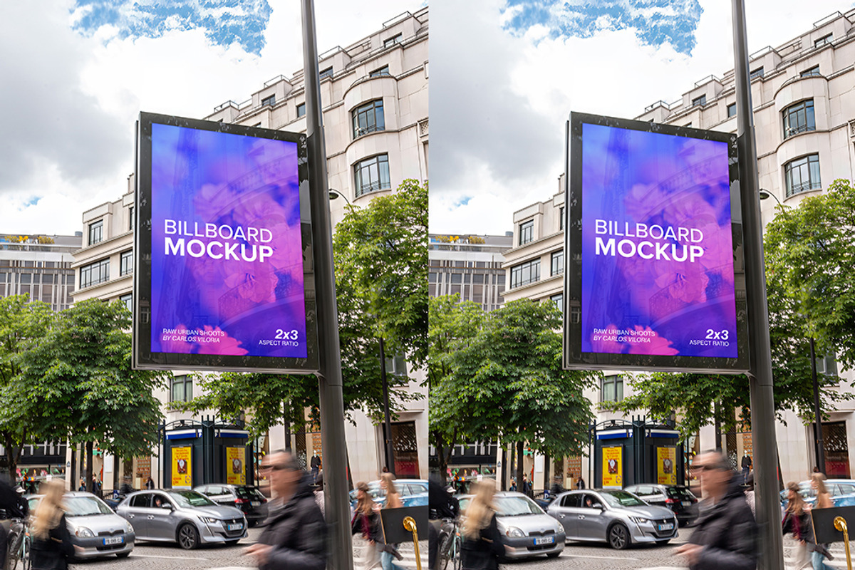 Paris Street Pole Billboard Mockup, an Advertising Mockup by Mockups by Carlos Viloria (Photo 3 of 4)