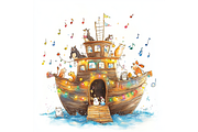 Prompt Watercolor Noah's Ark Clipart, a Decorative Illustration by Creative design (Thumbnail 7 of 7)
