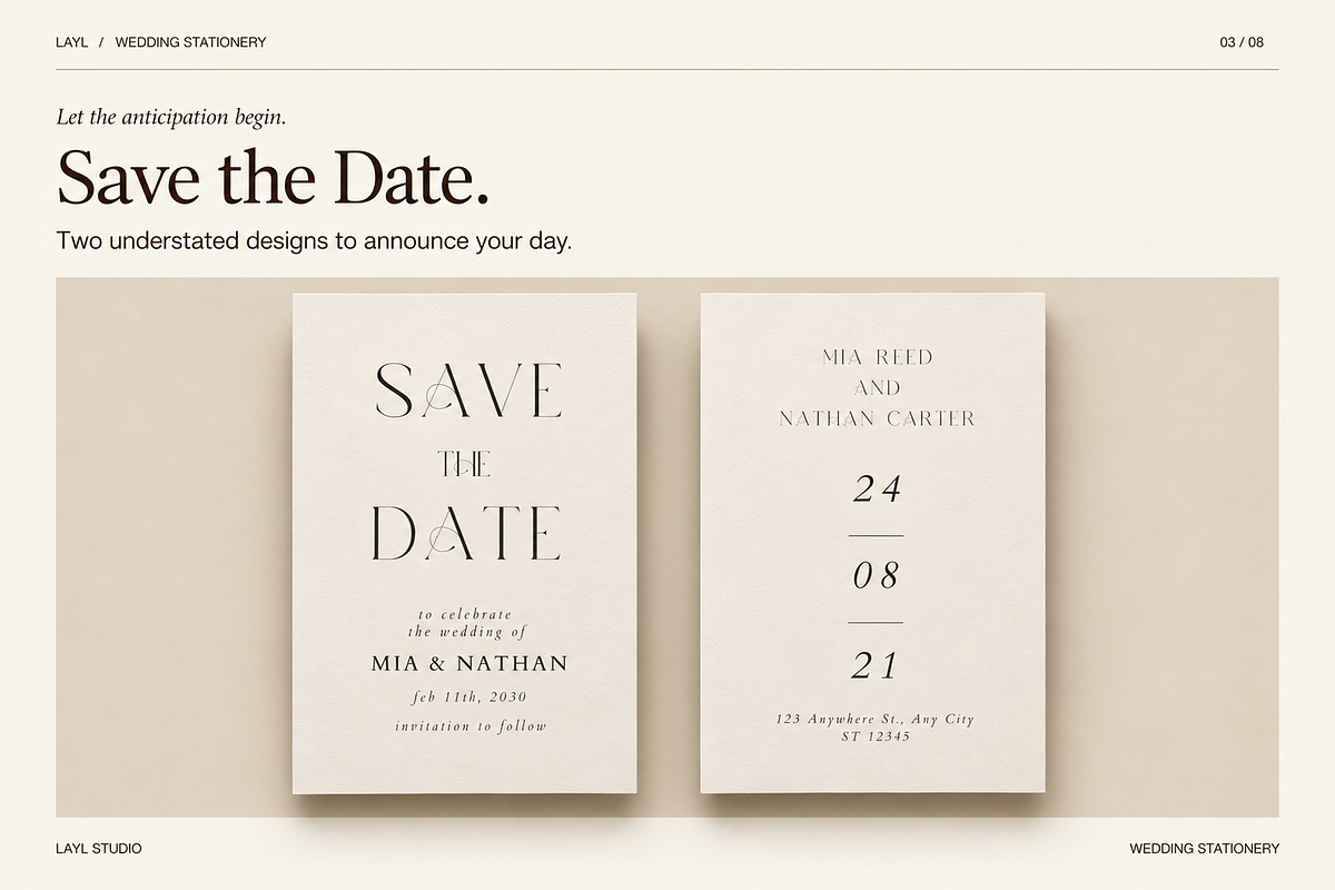 Elegant Wedding Invitation Set,Canva, an Invitation Template by Layl Atelier (Photo 2 of 7)