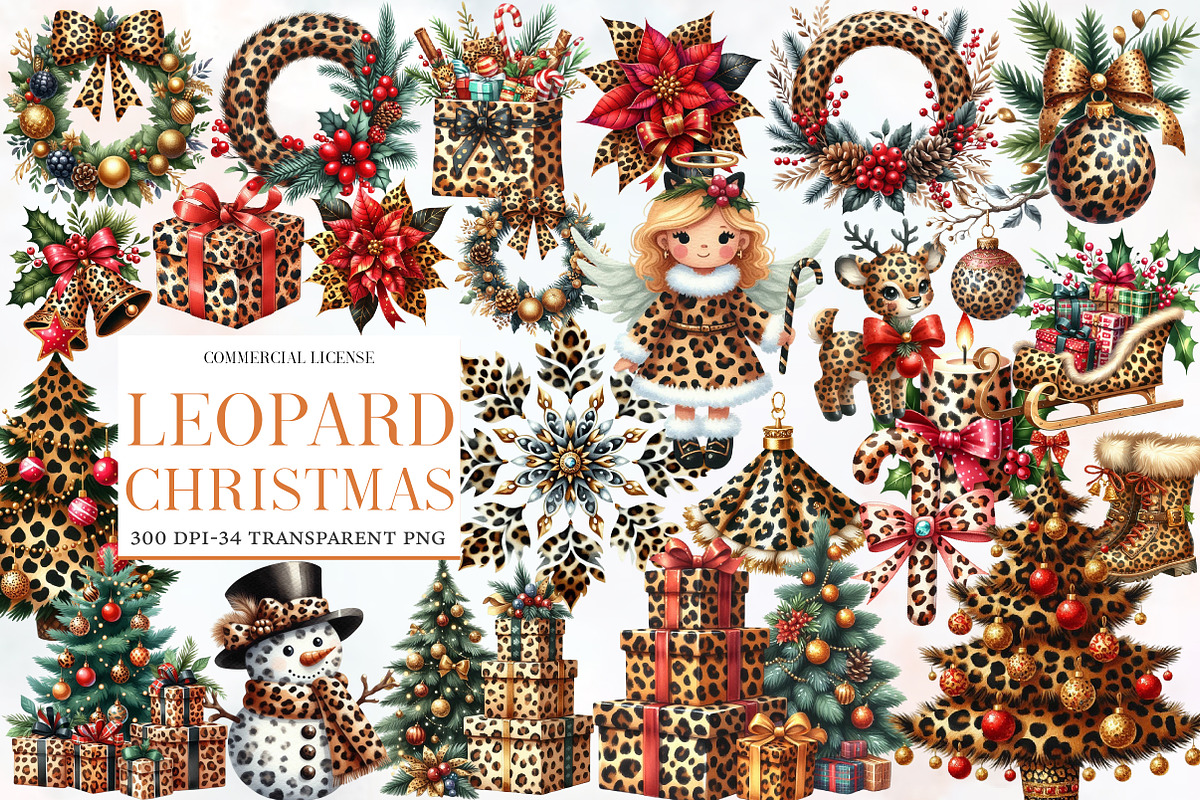 Leopard Christmas Clipart, an Illustration by Designworld (Photo 1 of 5)
