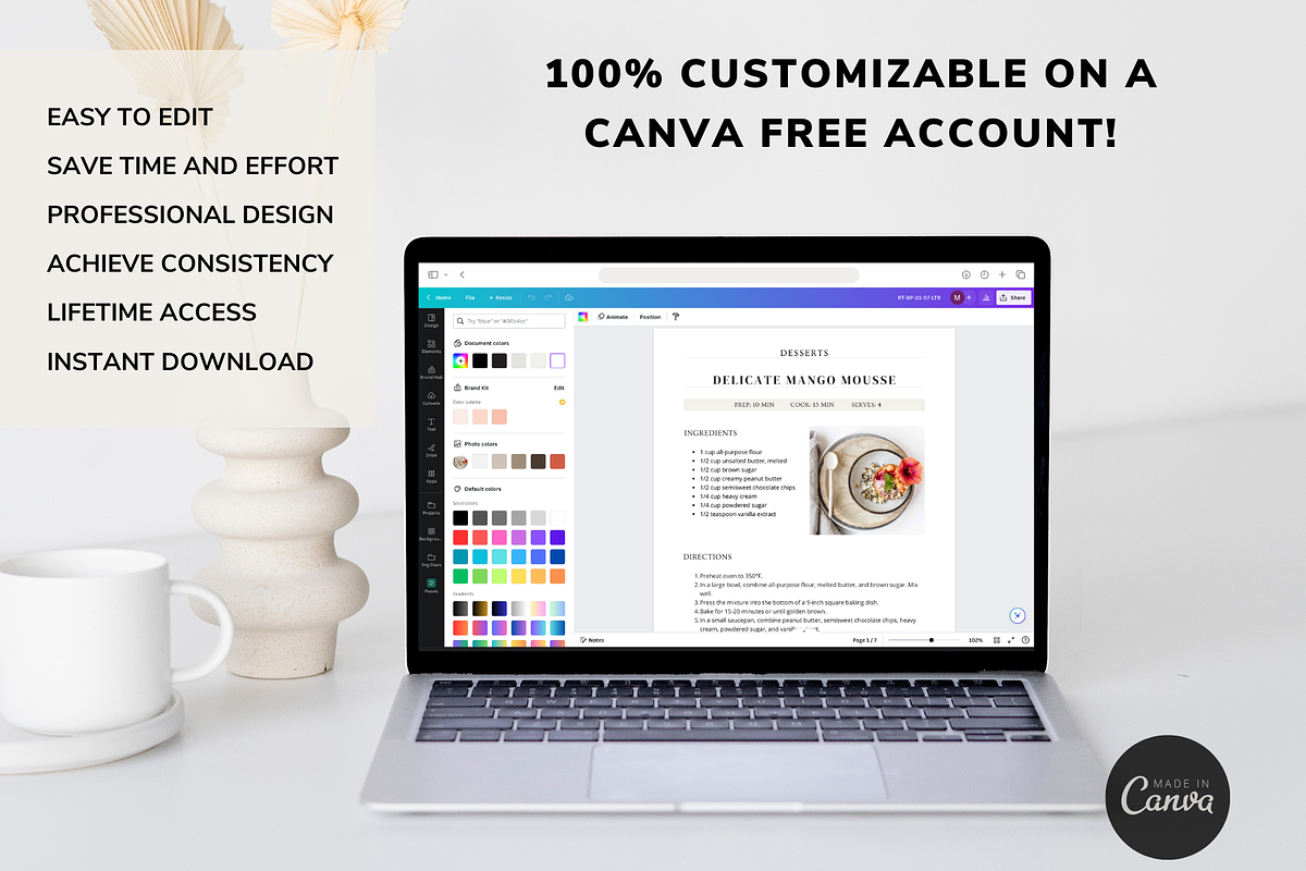 Modern Recipe Template Canva, a Card Template by OrganizationOasisRo (Photo 6 of 10)