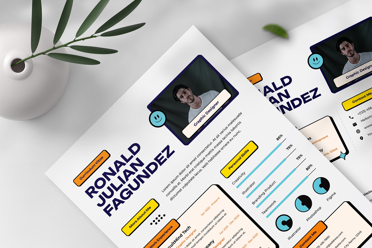 Brutal Tones Design Artistry Resume, a Resume Template by SquidPixey (Photo 6 of 6)