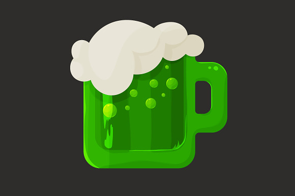 Stylized Green Beer And Foam
