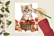 Cute Autumn Cat Sublimation Clipart, an Illustration by CitraGraphics (Thumbnail 4 of 5)