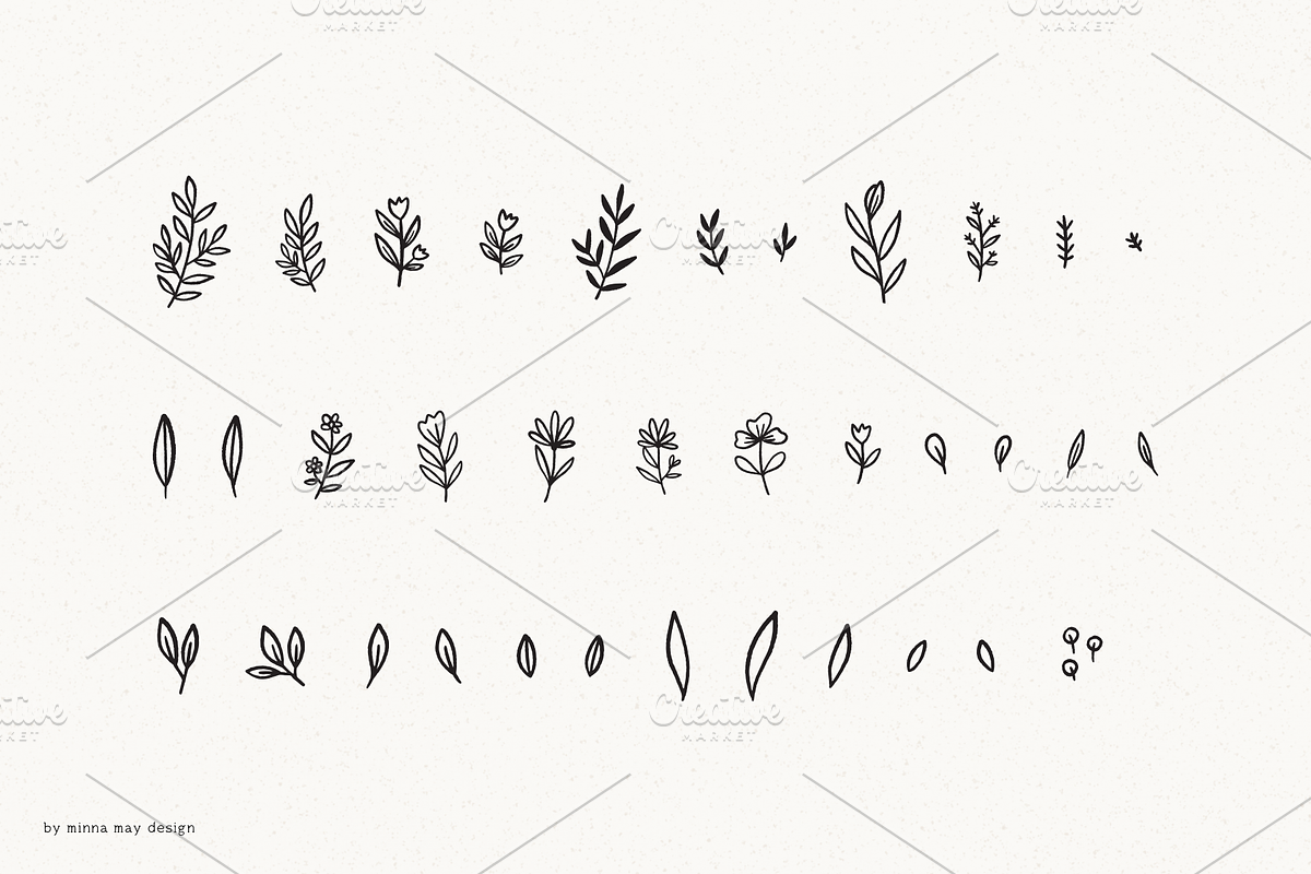 100 Hand Drawn Botanical Graphics, a Texture Illustration by Minna May Design (Photo 9 of 10)
