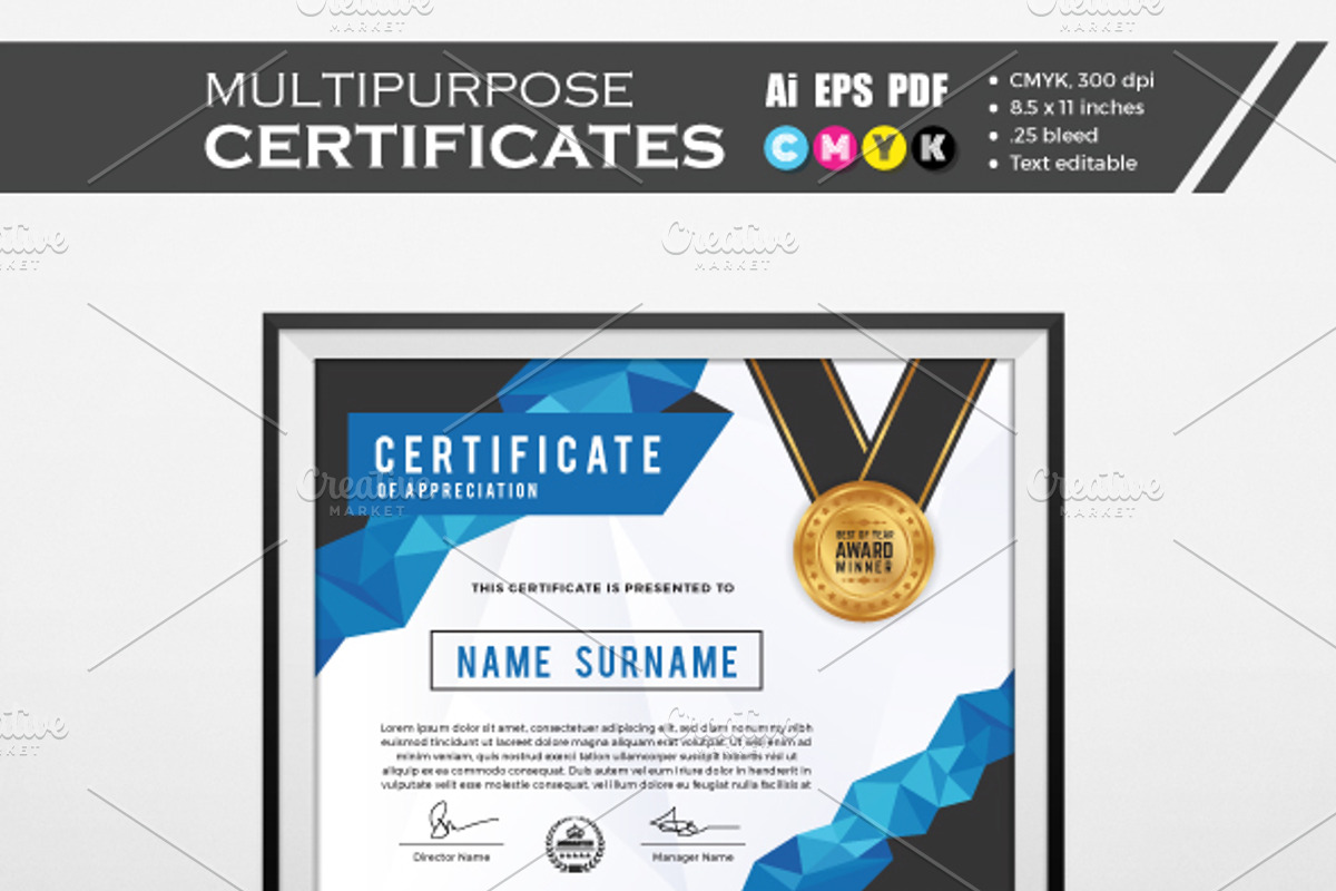 Modern certificate template, a Stationery Template by Raftel