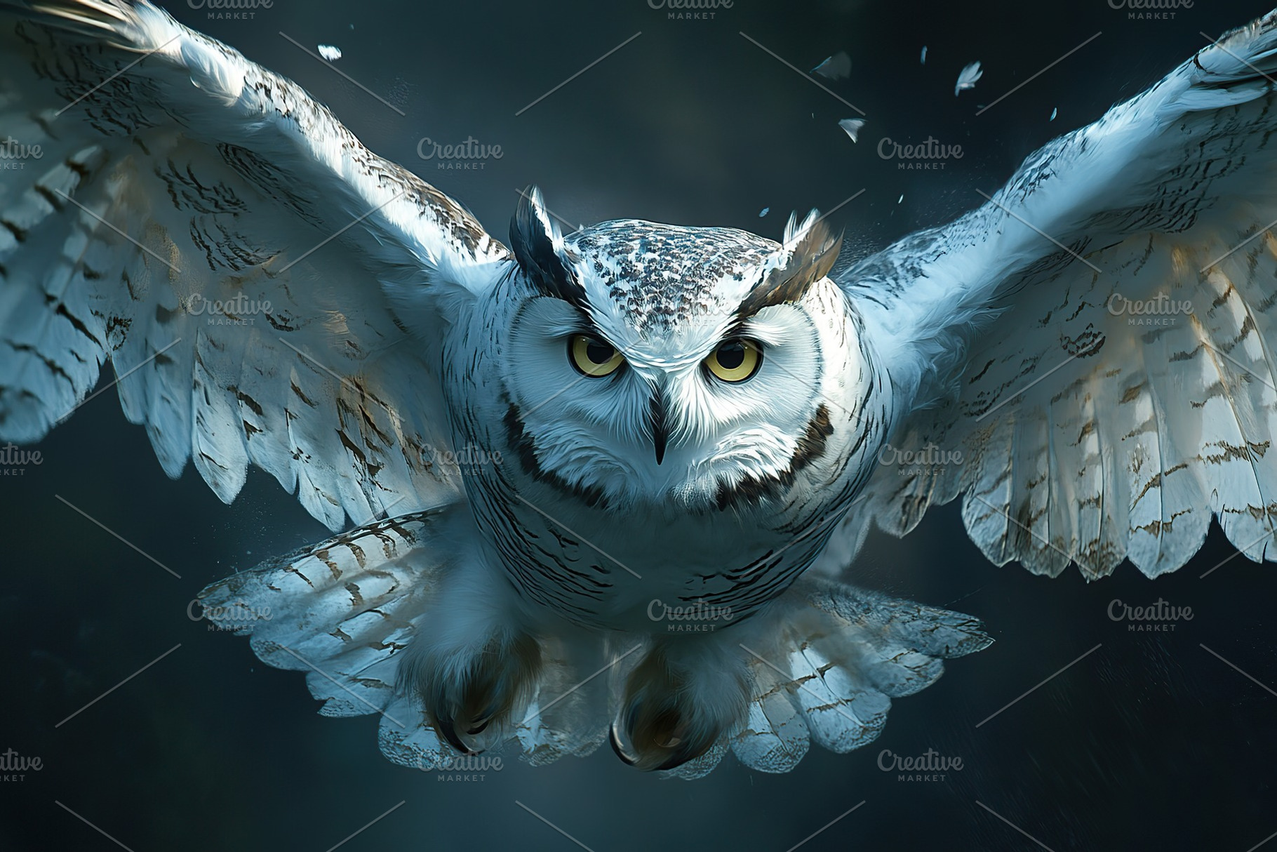 Beautiful owl flying with outstretched wings, an Animal Photo by AlyaAnd