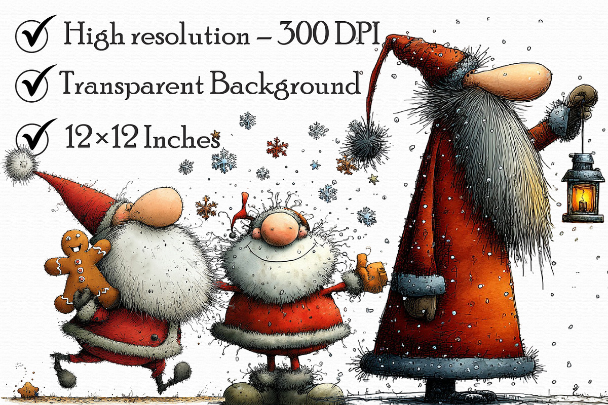 Whimsical Santa Clipart, an Illustration by Libby Wishes (Photo 3 of 9)