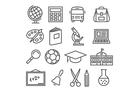 School And Education Line Icons