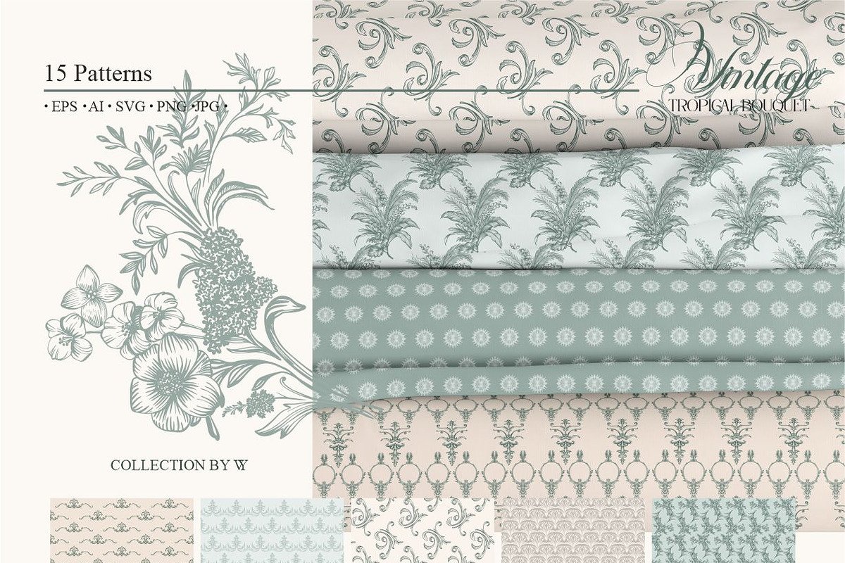 Vintage Tropical Bouquet, a Pattern Graphic by Collection by VY (Photo 10 of 11)