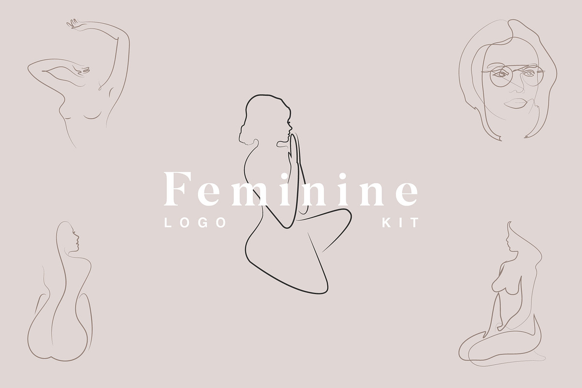 Feminine line drawing logo kit, a Branding & Logo Template by Tropical Type (Photo 1 of 9)