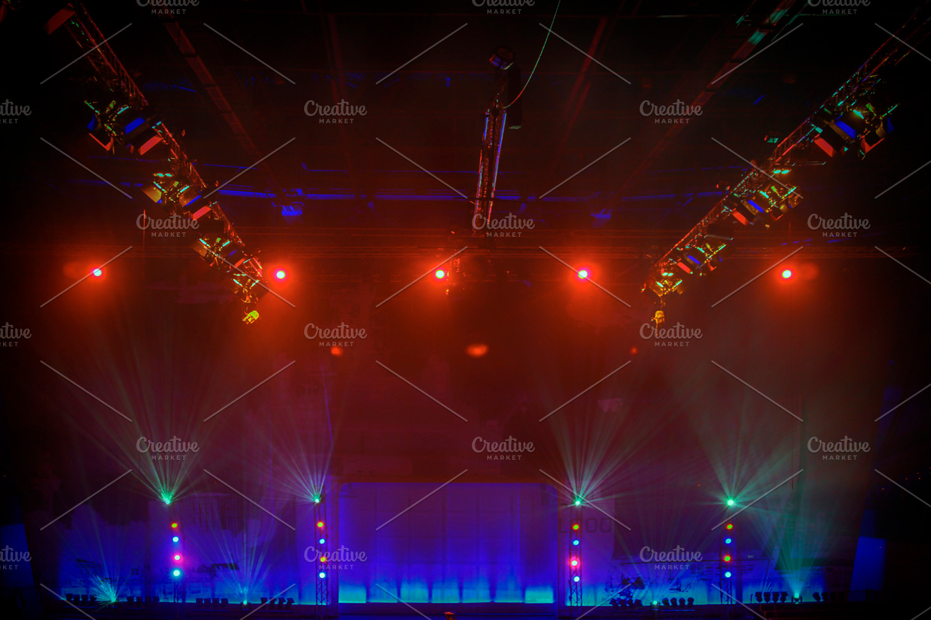 Stage Lights In Red And Blue