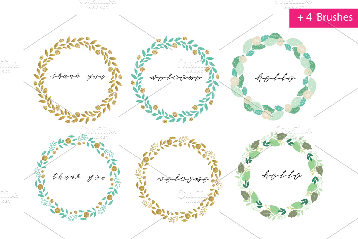 GREEN VECTOR ELEMENTS AND PATTERN, a Decorative Illustration by MooBeer (Photo 4 of 5)