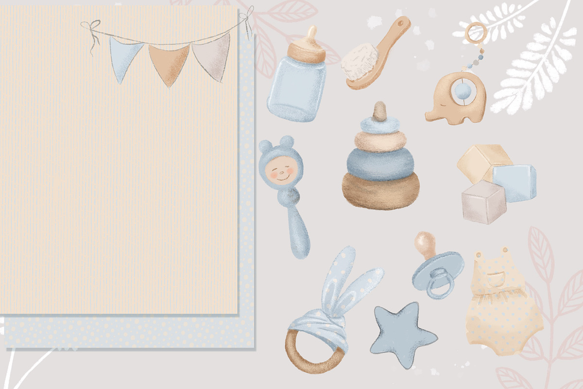 Baby Shower Baby Boy set, an Animal Illustration by AlenaVlasko stock Market (Photo 9 of 9)