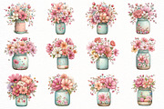Whimsical spring Flower mason jar, an Illustration by Designworld (Thumbnail 2 of 4)