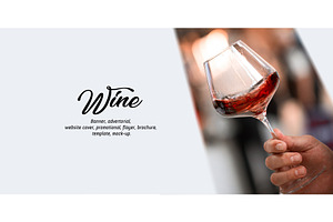 Rose Wine Glass - Banner Vector 009