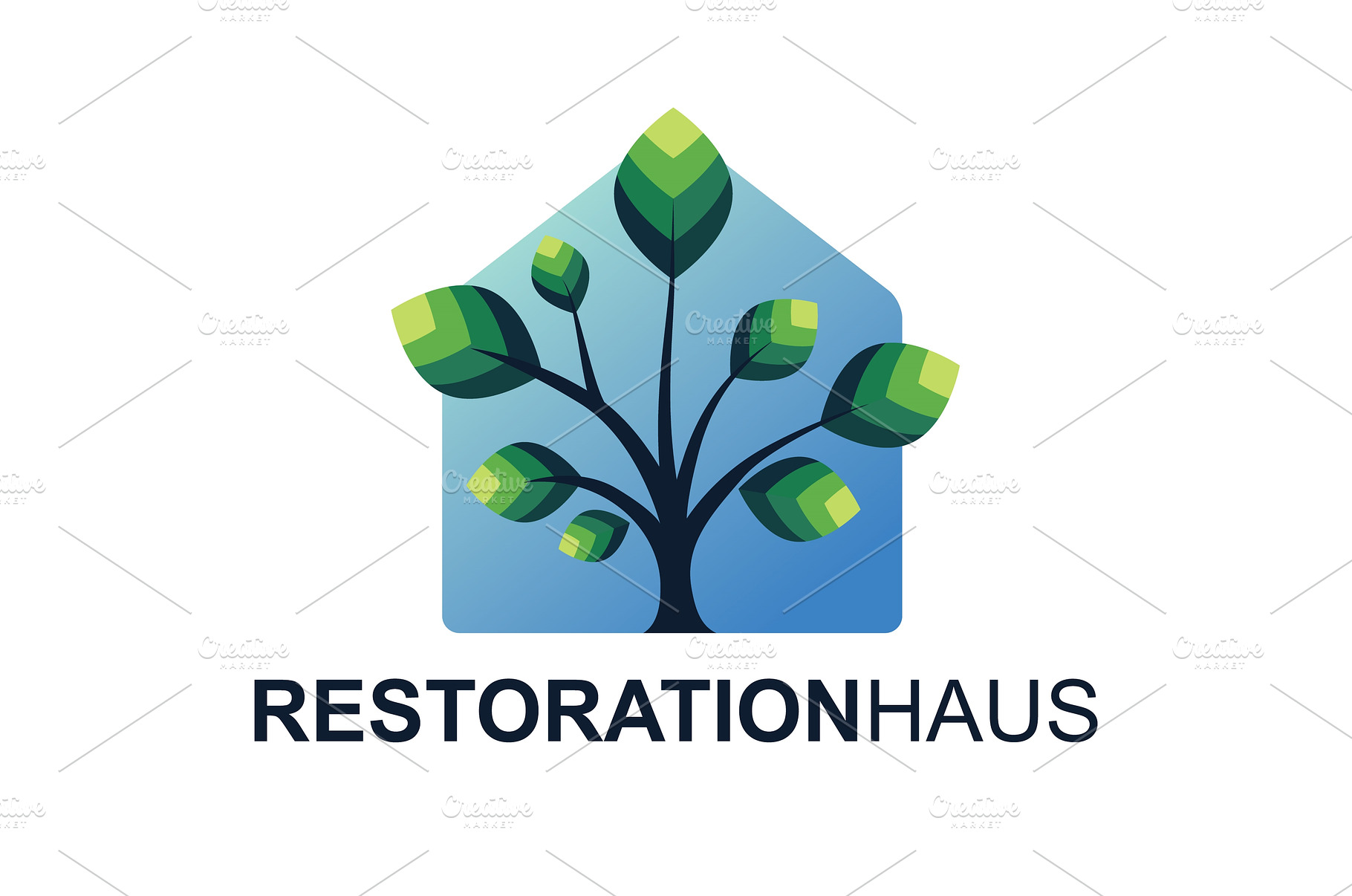 Minimal house and tree logo, an Architecture Photo by LogosDen