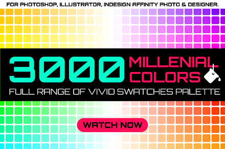 3000 millenial color swatches set, a Palette Add-On by ToonPlanet Vector Assets