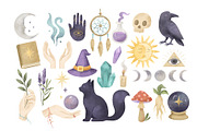 Magic aesthetic witches clipart, a Seasonal Illustration by ArtGiftsStudio (Thumbnail 2 of 3)