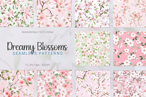 Cherry Blossoms Seamless Patterns