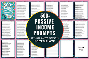 500+ Etsy Passive Income Prompts, a Stationery Template by Shumaya