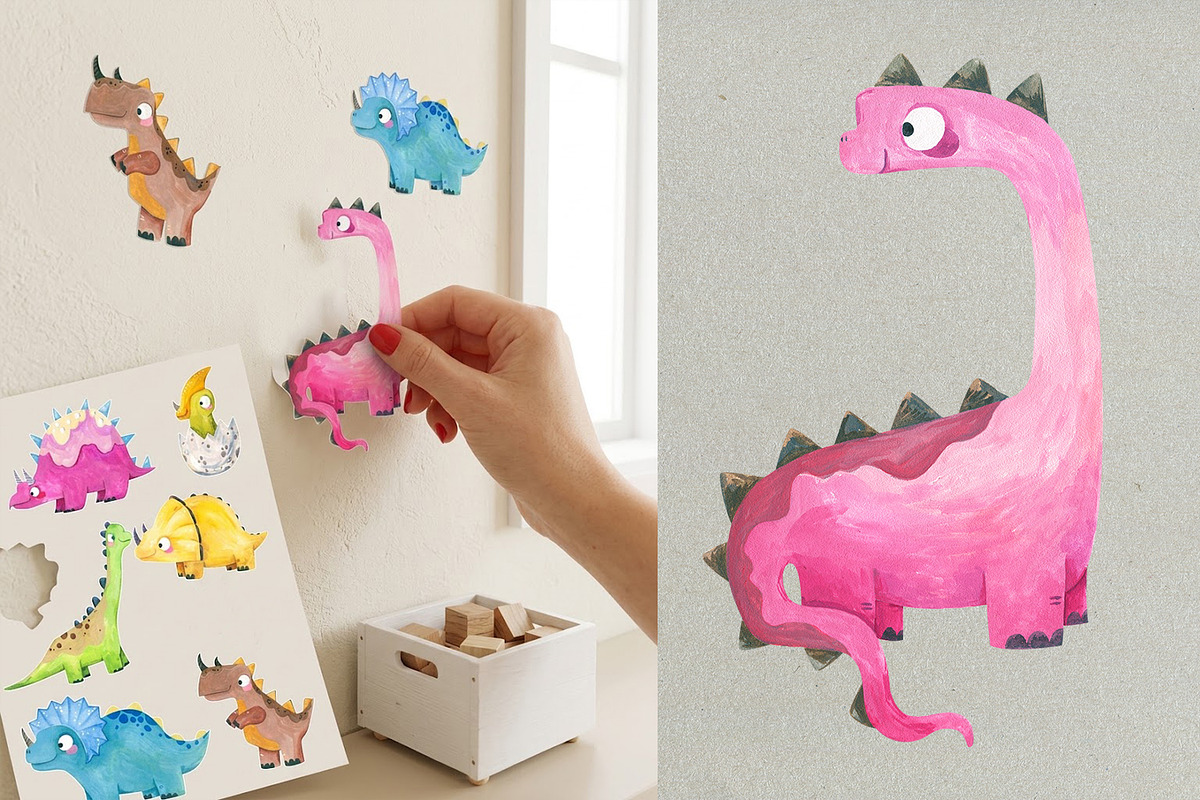 Watercolor Dinosaur Clipart Baby, an Object Graphic by the_myro (Photo 10 of 11)