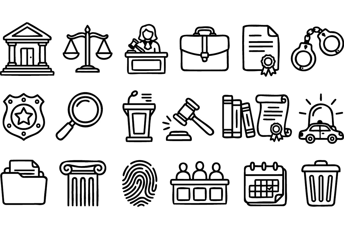 Legal Law Icon Clipart Set, an Illustration by designvectx (Photo 2 of 3)