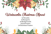 Watercolor Christmas Clipart, a Decorative Illustration by ArtbyHien (Thumbnail 1 of 8)