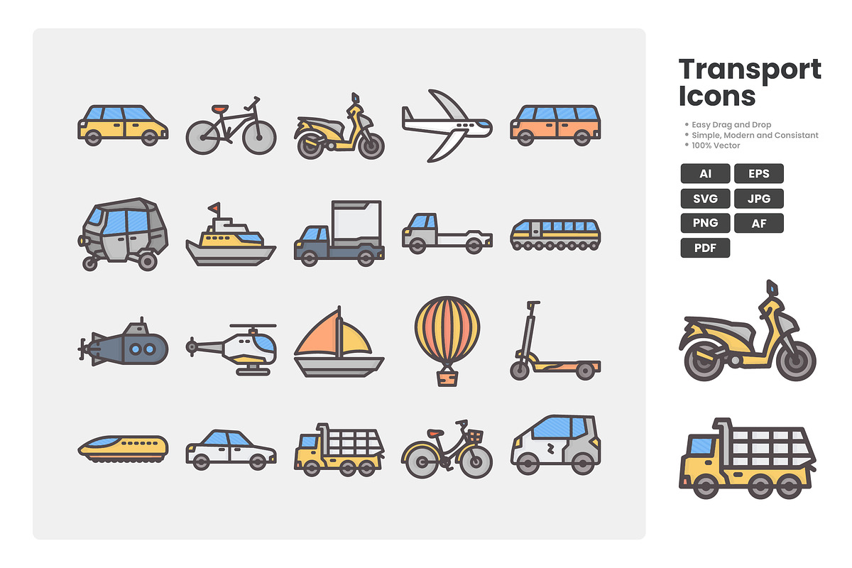 Transportation Vehicle Icon Set, a Duotone Icon by erifqizeicon (Photo 1 of 3)