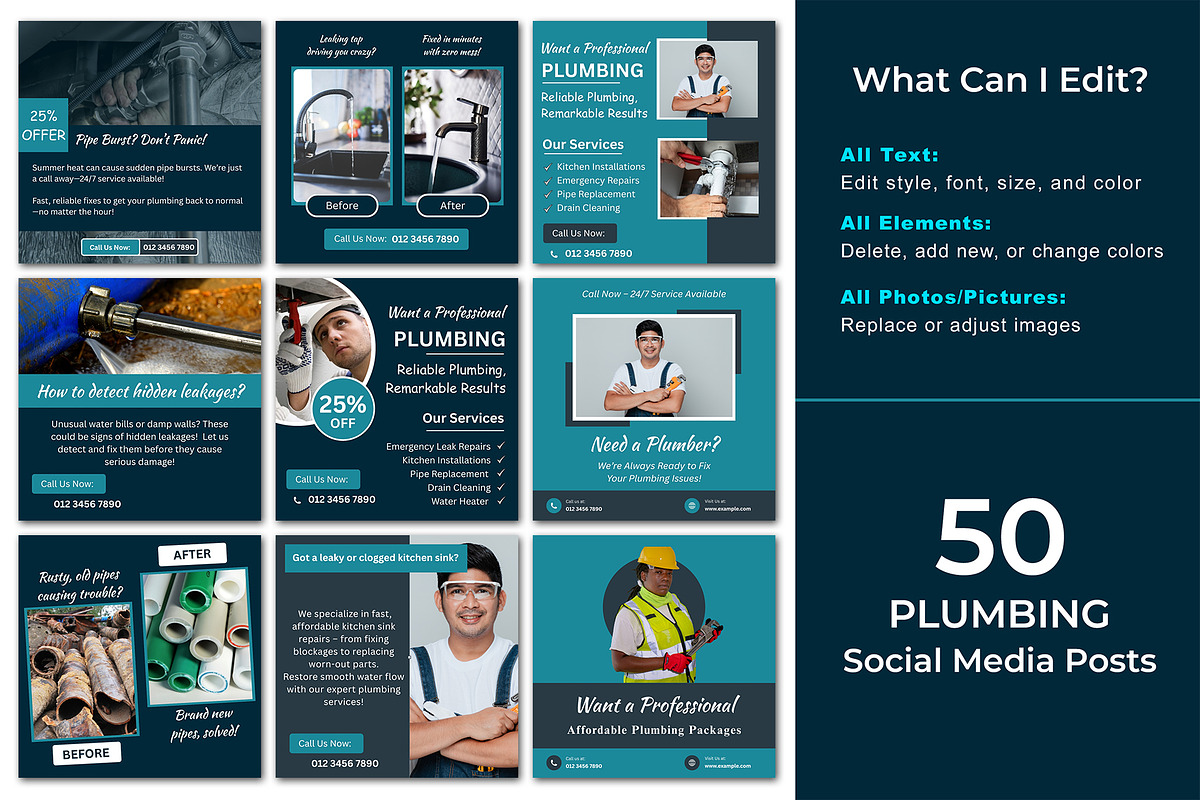 Plumbing - Canva - Handyman, a Social Media Template by Mohammad Sarfaraz (Photo 2 of 5)