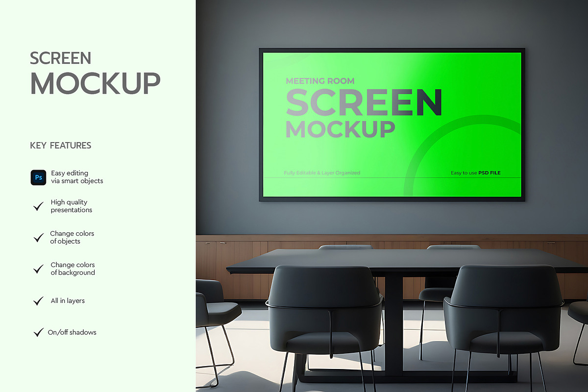 Corporate Conference Room Screen Moc, a Product Mockup by graphypix (Photo 3 of 4)