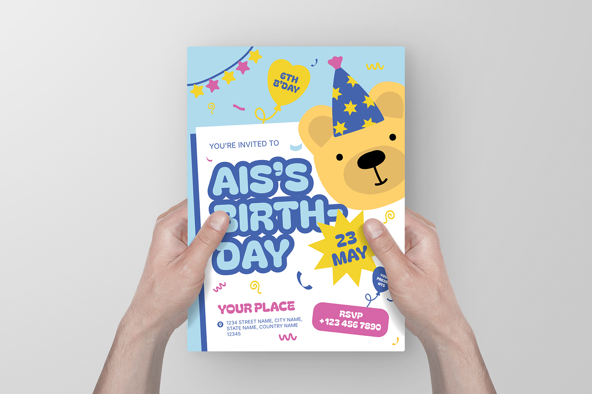 Colorful Kids Birthday Invitation, a Flyer Template by Annora Studio (Photo 5 of 6)