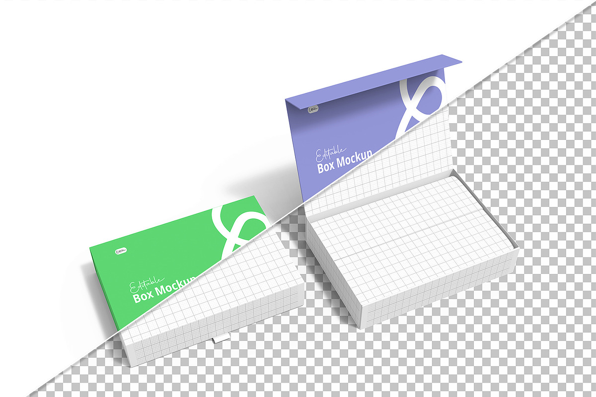 Open and Closed Box Mockup Template