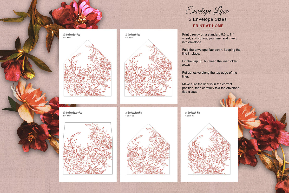 Floral Envelope Liner Template, an Invitation Template by Shwet Art (Photo 5 of 6)