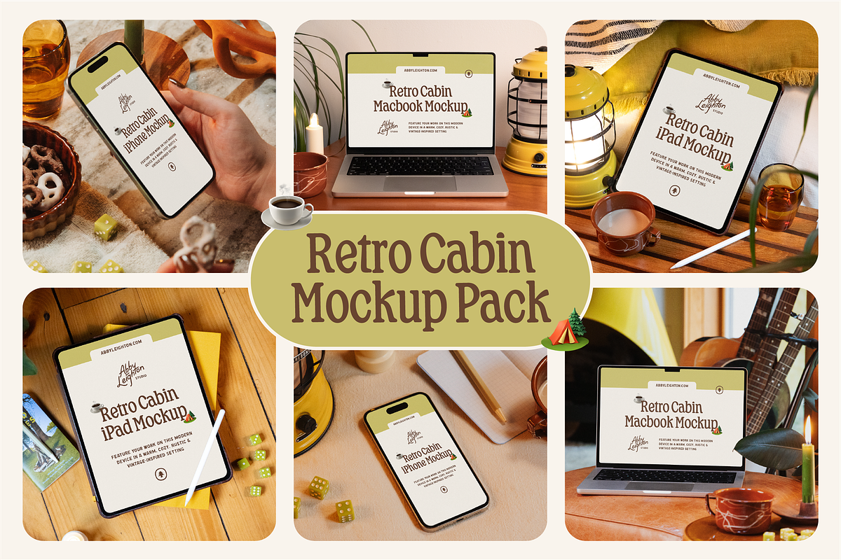 Retro Cabin  Device Mockup Pack, a Device Mockup by Abby Leighton Studio (Photo 1 of 7)