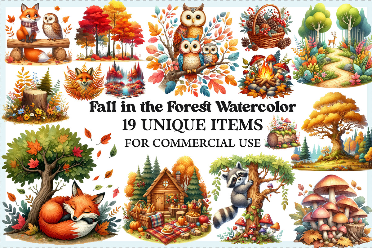 Fall in the Forest Watercolor PNG, an Illustration by Craft Nest (Photo 1 of 5)