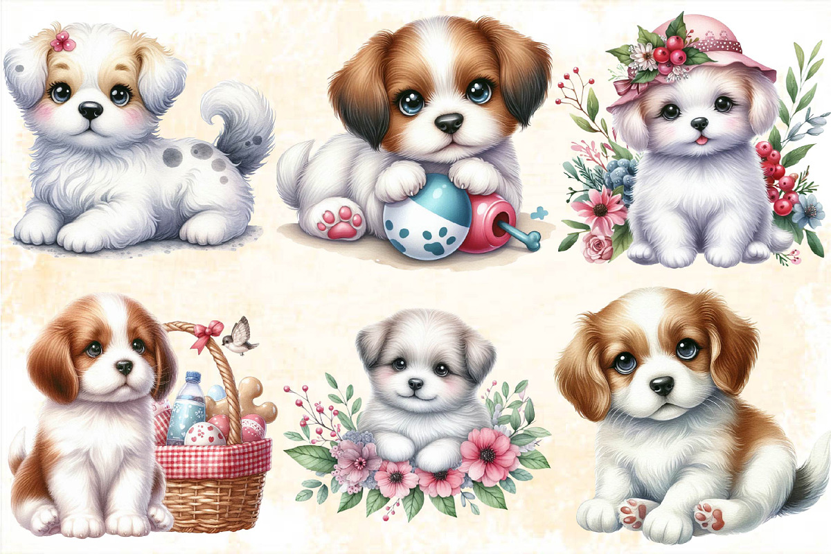 Dog Watercolor сlipart. Cute Puppies, an Illustration by SVGArt (Photo 4 of 7)