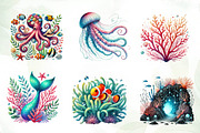 Undersea watercolor clipart, an Illustration by CreationArt (Thumbnail 4 of 5)