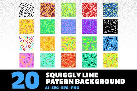 20 Squiggly Line Pattern Background, a Pattern Graphic by Pikgura