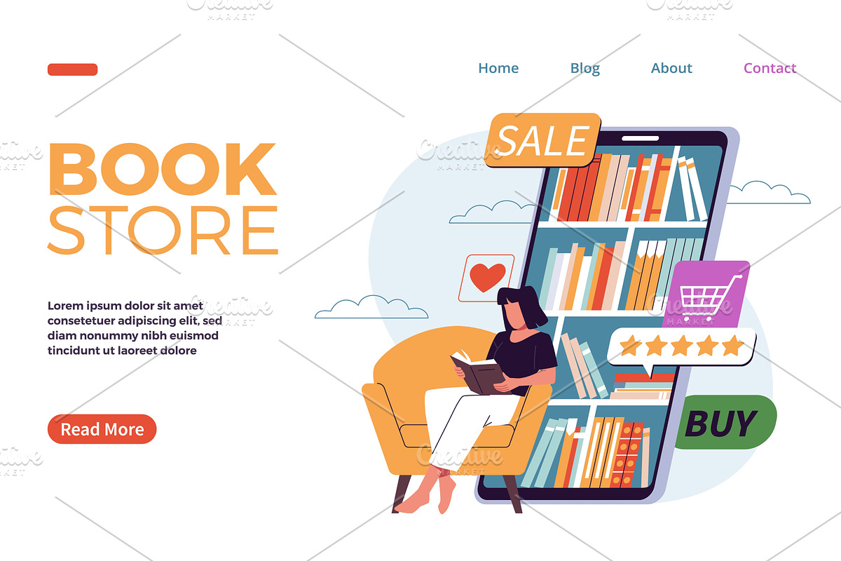 Choosing book online. Virtual, an Object Illustration by YummyBuum