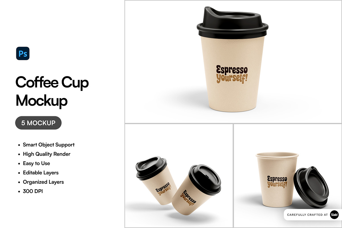 Coffee Cup Mockup, a Packaging Mockup by SLAB! Design (Photo 1 of 7)