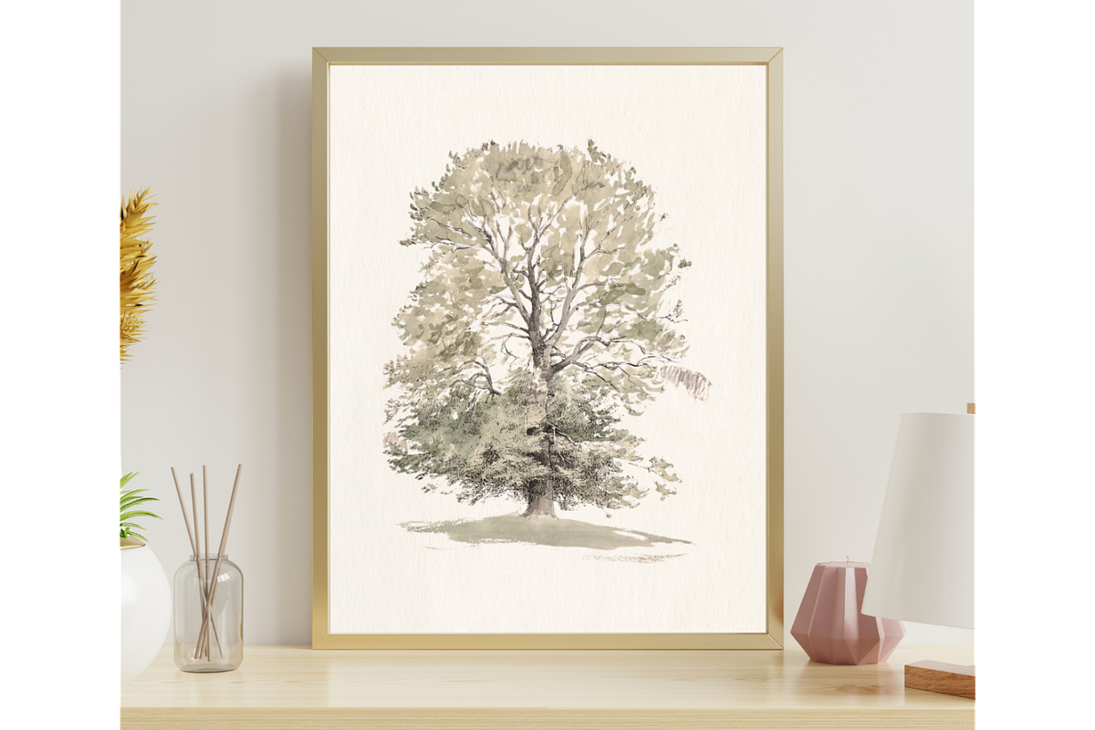 Vintage Tree Sketch Wall Art, a Decorative Illustration by Pink_bloom (Photo 6 of 10)