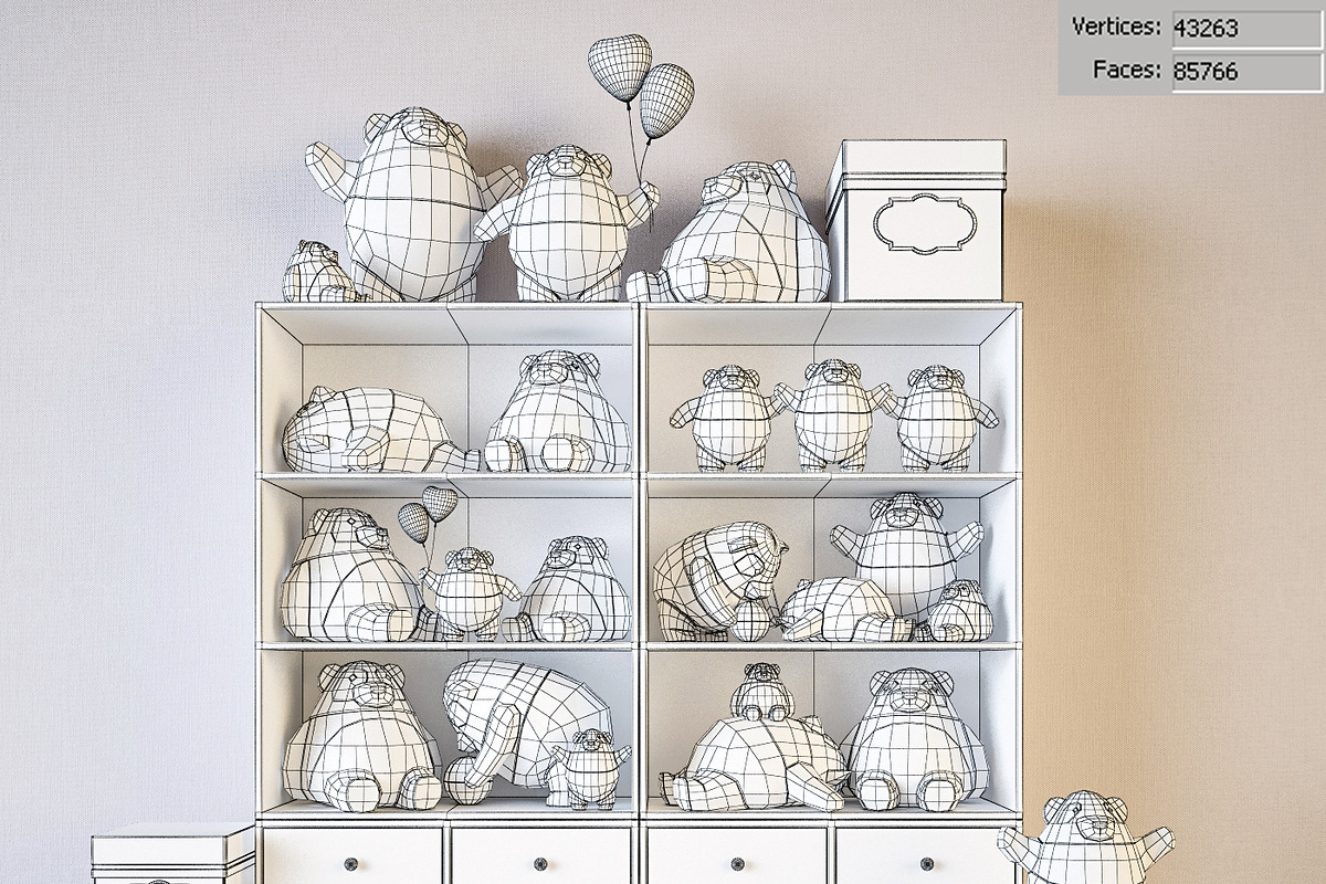 Shelves with panda toys, a Furniture 3D Model by anna-archi shop (Photo 2 of 2)
