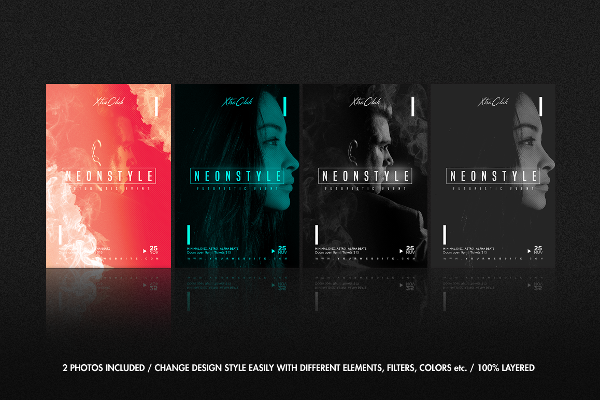 NEON STYLE Flyer Template, a Flyer Template by OVNI-TEMPLATES (Photo 3 of 5)