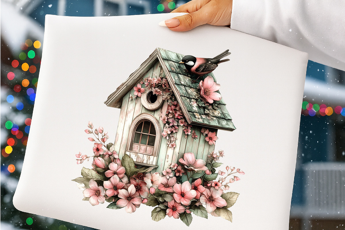Whimsical Spring Birdhouse Clipart, an Illustration by SinaCreation (Photo 8 of 11)