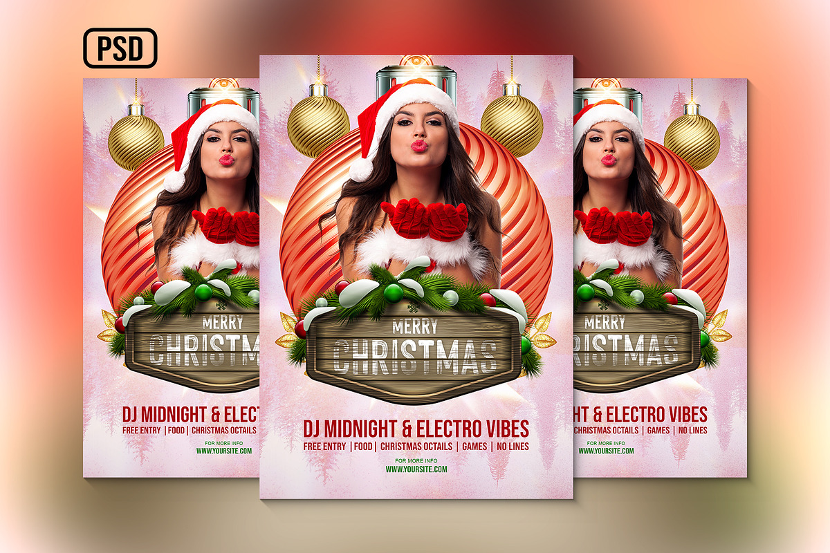 Christmas Party Poster & Flyer, a Poster Template by Black Spade Design