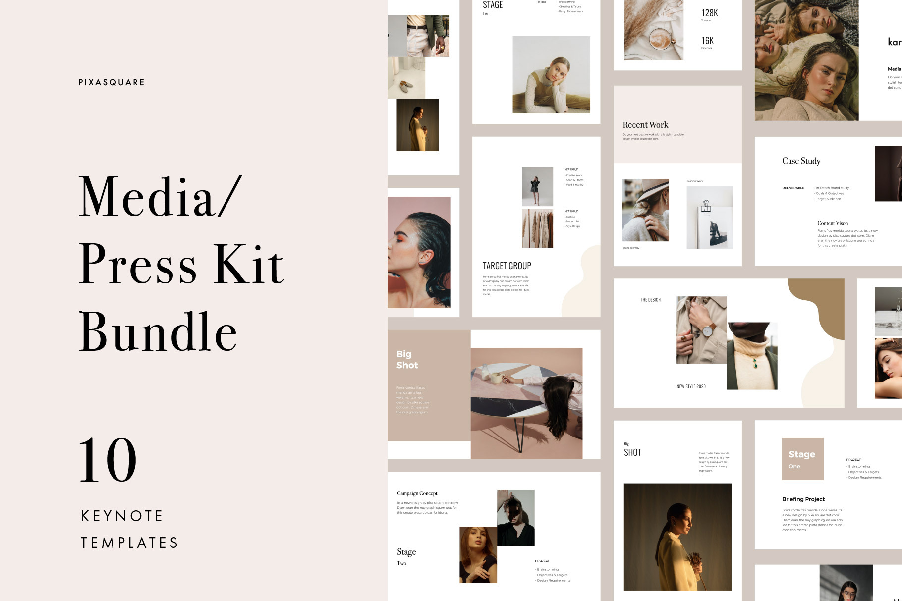 Keynote Media/Press Kit Bundle, a Presentation Template by PixaSquare